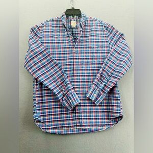 J. Crew Shirt Mens Size L Broken In Oxford Organic Cotton Multicolor Long Sleeve